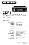 Bogen CDR1 CD Player User Manual