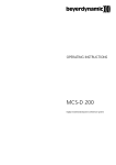 Beyerdynamic MCS-D 200 Speaker System User Manual