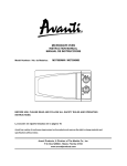 Avanti MO7080MW Microwave Oven User Manual