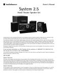 AudioSource System 2.5 Speaker System User Manual