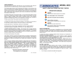 Associated Equipment 6033 Battery Charger User Manual