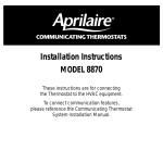 Aprilaire 8870 Thermostat User Manual