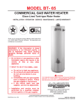 A.O. Smith BT- 65 Water Heater User Manual