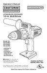 Craftsman 26302 - Professional 20 Volt Lithium-Ion Operator`s manual