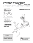 Pro-Form GL125 User`s manual