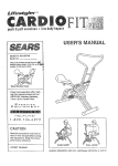 Sears Lifestyler CARDIO FIT PLUS User`s manual