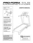 ProForm 11.5 Competitor Treadmill User`s manual