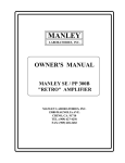 Manley 120 Watt Monoblock Amplifier Owner`s manual