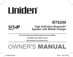 Uniden BTS200 Owner`s manual