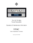 The VAC Phi Beta Triode Preamplifier Operation & Maintenance