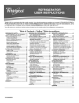 REFRIGERATOR USER INSTRUCTIONS