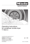 Miele T 1039C  CONDENSER DRYER - OPERATING Operating instructions