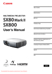 Canon SX80 - REALiS SXGA+ LCOS Projector User`s manual