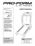 ProForm 450 Treadmill User`s manual