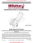 White Outdoor Single-Stage Snow Thrower Operator`s manual