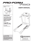 ProForm 750 PFTL73105.2 User`s manual