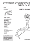ProForm 320 Zle Elliptical User`s manual