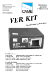 CAME VER KIT Specifications