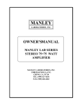 Manley 100 WATT STEREO AMPLIFIER Specifications