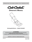 Cub Cadet CC500 BAT Operator`s manual