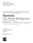 Sears Kenmore Top-mount Refrigerator Use & care guide
