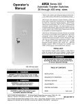 ASCO POWER TECHNOLOGIES Series 300 Operator`s manual