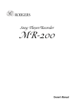 Rodgers MR-200 Owner`s manual