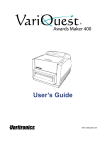 Varitronics Awards Maker 400 User`s guide