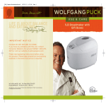Wolfgang Puck Bread and Dessert Maker BBME025 Operating instructions