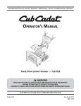 Cub Cadet SNOW THROWER 726 TDE Operator`s manual