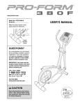 ProForm 380 F Elliptical User`s manual