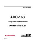 SIERRA VIDEO SYSTEMS ADC-163 Owner`s manual