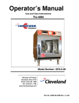 Cleveland Steam Oven Operator`s manual