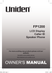 Uniden FP1200 Operating instructions