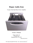 Rogue Audio Rogue Audio Zeus Owner`s manual