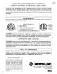 Mestek TUBULAR GAS-FIRED BLOWER STYLE UNIT HEATER Specifications