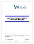 Viola Systems Cadenza Owner`s manual