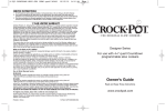 Crock-Pot 4-7 QUART  SLOW COOKER - DESIGNER Operating instructions