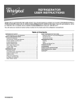 Westinghouse Refrigerator User guide