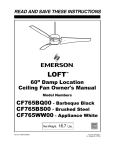 Emerson LOFT CF765WW00 Owner`s manual