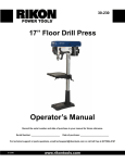 Rikon Power Tools 30-230 Operator`s manual