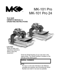 MK Diamond Products MK-101 PRO24 Owner`s manual