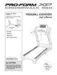 ProForm 580 X Treadmill User`s manual