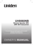 Uniden UH8060NB Owner`s manual
