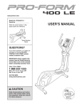 ProForm 400E User`s manual
