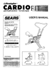 Sears Lifestyler CARDIO FIT PLUS User`s manual