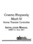 Ada Cinema Rhapsody Mach II Installation manual
