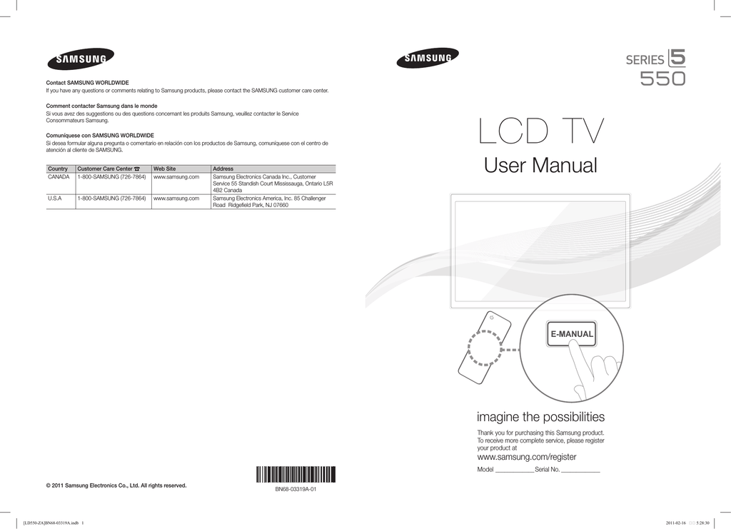 Samsung Ln40d550k1fxza User Manual