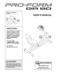 Pro-Form GR-80 User`s manual