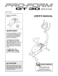 ProForm GT 30 User`s manual